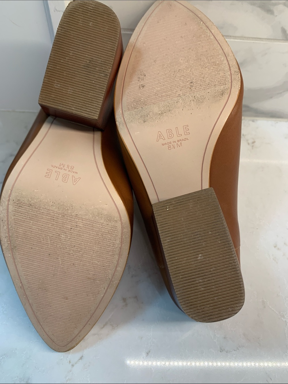 Able Tan Leather Heel Mule Clogs Size 8.5 - Picture 8 of 8